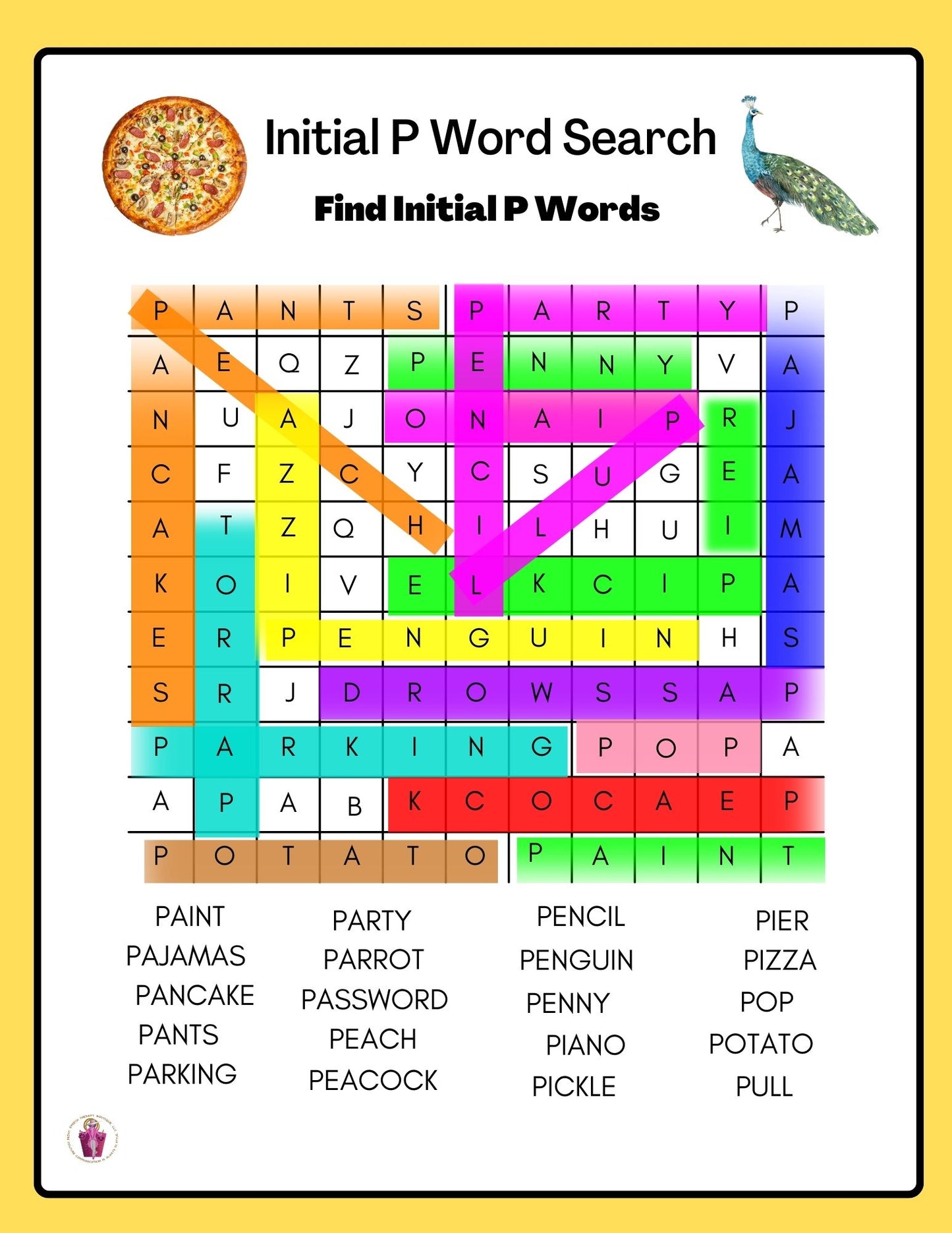 (Answer Key)Articulation Word Search For P,R,R Blends, S, S-Blends, T, V & Z Sounds