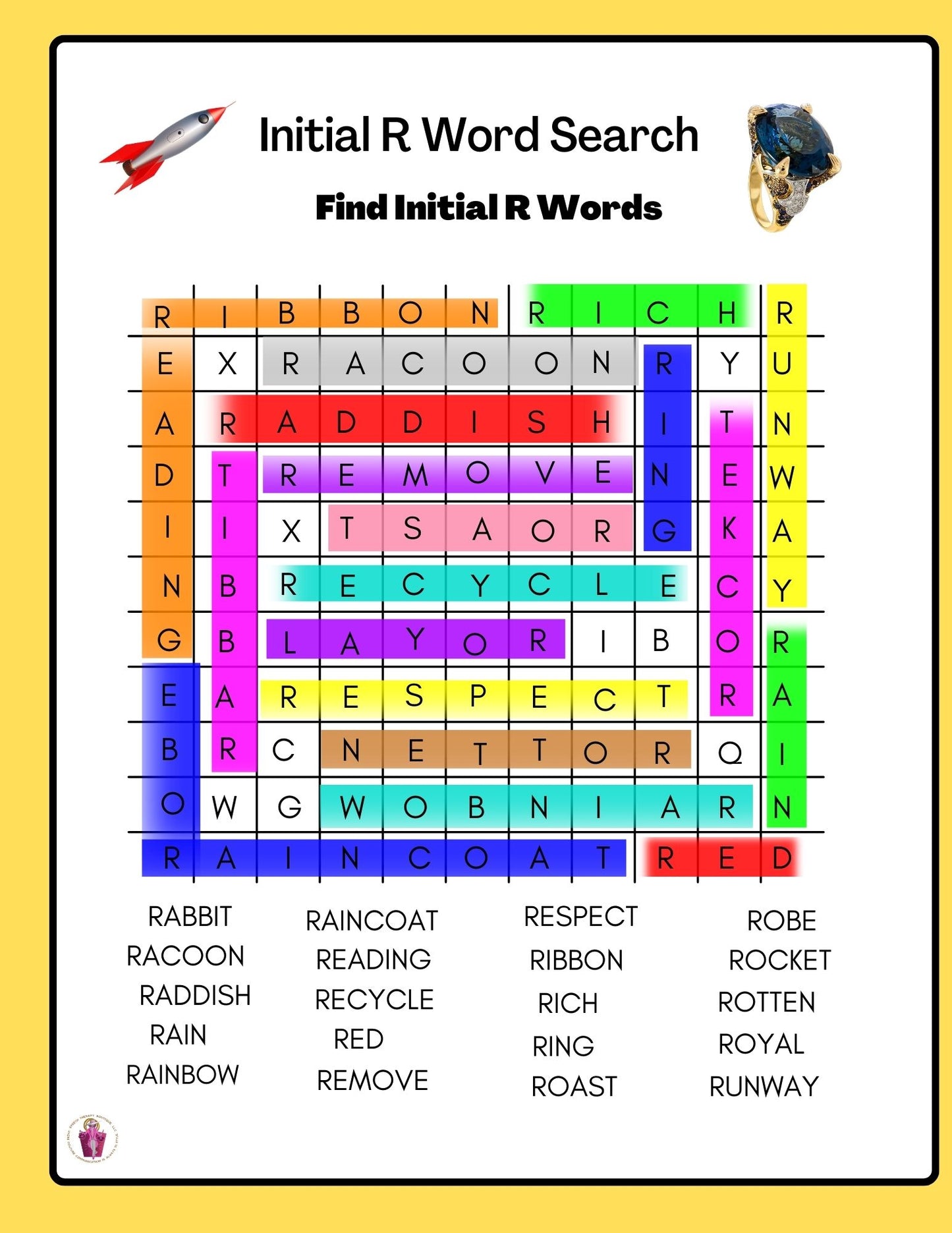 (Answer Key)Articulation Word Search For P,R,R Blends, S, S-Blends, T, V & Z Sounds